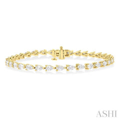 4 ctw East West Pear Cut Diamond Fashion Tennis Bracelet in 14K Yellow Gold