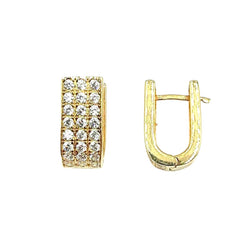 APPRAISED $650- 14kt Yellow Gold Cubic Zirconia Diamond Channel set "U" Shaped Hoops
