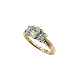 APPRAISED $3100- 14KT Yellow Gold Past Present and Future Style Ring with One Oval Center Diamond (6.10x4.41x2.87mm) and Two side Oval Diamonds 