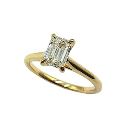 APPRAISED $5450- 14KT Yellow Gold Mounting with One Emerald Cut Diamond set in the Center