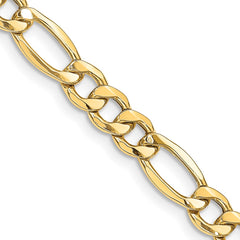 14K 26 inch 8.5mm Semi-Solid Figaro with Lobster Clasp Chain