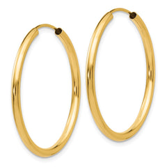 14k 2x30mm Polished Round Endless Tube Hoop Earrings