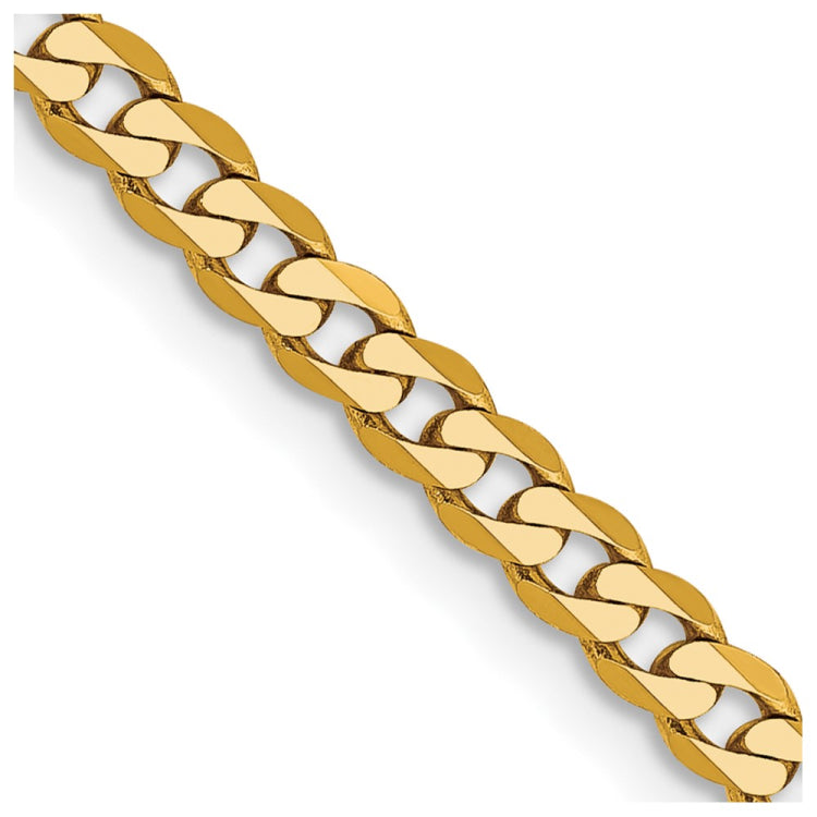 14K 30 inch 2.9mm Flat Beveled Curb with Lobster Clasp Chain