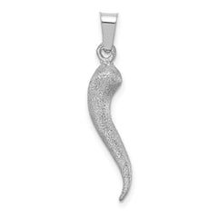 14K White Brushed 3-D Italian Horn Pendant