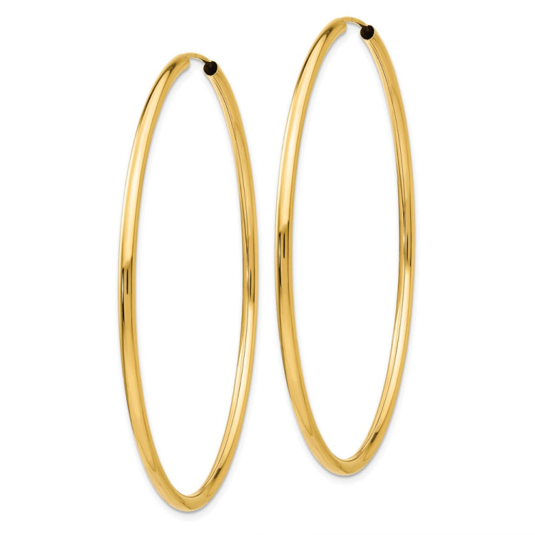 14k 2x54mm Polished Round Endless Tube Hoop Earrings