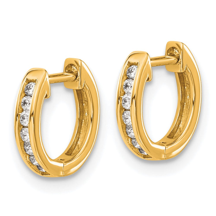 14k 1/10 carat Diamond Channel-set Hinged Hoop Earrings