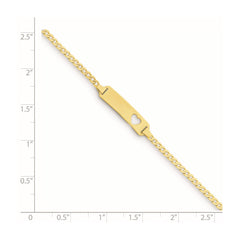 14k Polished Solid Chain/Solid Plate Curb Link Cut-out Heart 21x5mm Plate 5.5 inch Baby/Child ID Bracelet