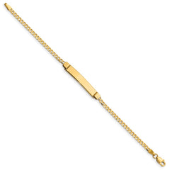 14k Polished Solid Chain/Solid Plate Curb Link 26x5mm Plate 6 inch Baby/Child ID Bracelet