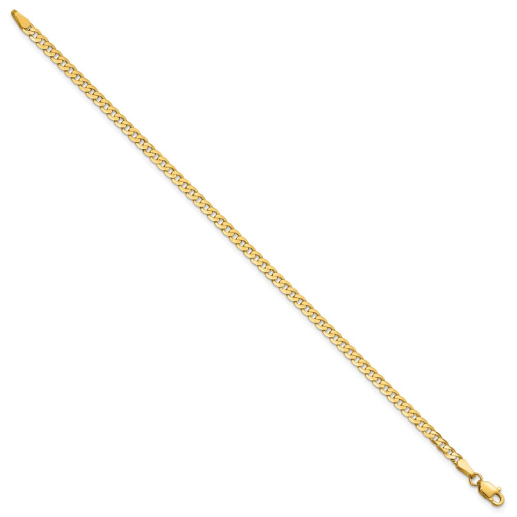 14K 7 inch 2.9mm Flat Beveled Curb with Lobster Clasp Bracelet