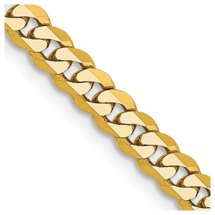 14K 24 inch 3.9mm Flat Beveled Curb with Lobster Clasp Chain