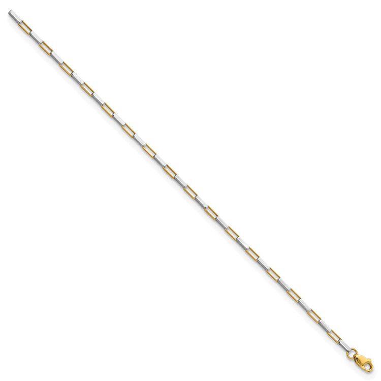 14k Two-tone Polished Fancy Box Links 7.5 inch Bracelet