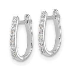 14k White Gold 1/10 carat Diamond Hinged Hoop Earrings