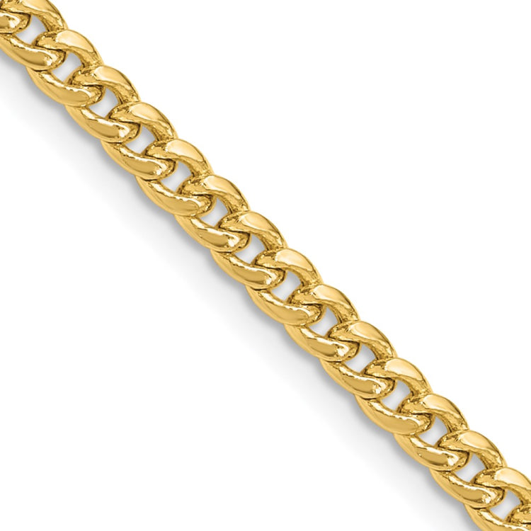 14k 3.5mm Semi-Solid Miami Cuban Chain