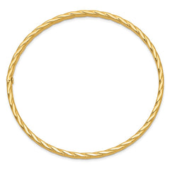 14K Polished Textured Twist 4.00mm Slip-on Round Bangle Bracelet