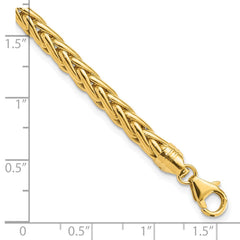 14k Polished 5.00mm Fancy Wheat Chain 8.5 inch Bracelet