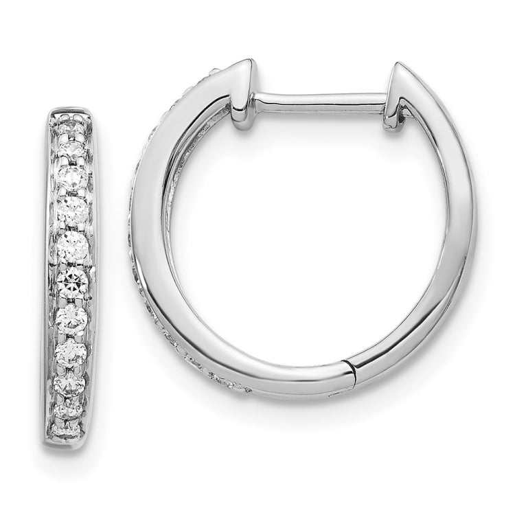 14k White Gold 1/4 carat Diamond Complete Hinged Hoop Earrings