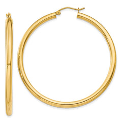 14K Polished 3mm Tube Hoop Earrings