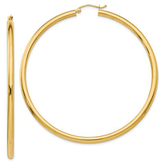 14K Polished 3mm Tube Hoop Earrings
