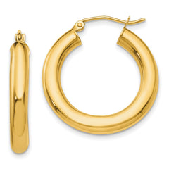 14k Polished 4mm Tube Hoop Earrings