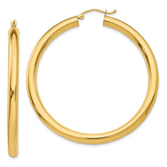 14K Polished 4mm Lightweight Tube Hoop Earrings