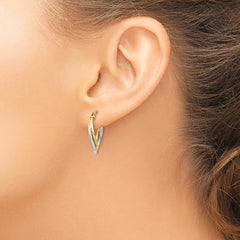 14K Two-Tone Polished Oval Hoop Earrings