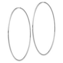 14k White Gold Polished Endless Tube Hoop Earrings