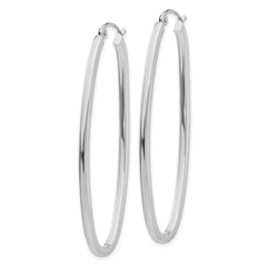 14k White Gold 2x53mm Large Oval Tube Hoop Earrings