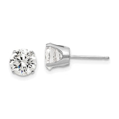 14k White Gold 6.5mm Round CZ Stud Earrings