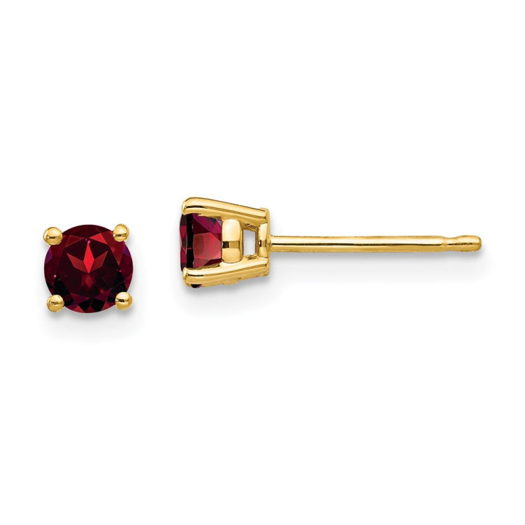 14k 4mm Round Garnet Post Earrings