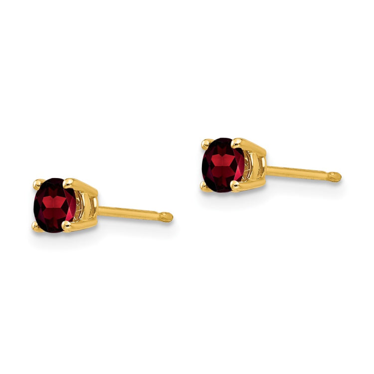 14k 4mm Round Garnet Post Earrings