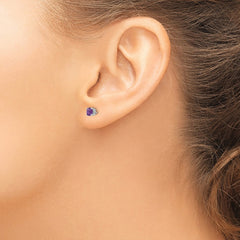 14k White Gold 4mm Amethyst Earrings