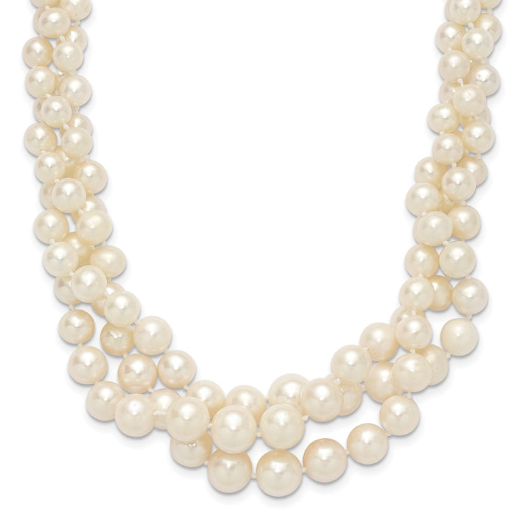 14k 5-9mm White Semi-Round Freshwater Cultured Pearl Multi-strand 19 inch Necklace