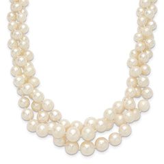 14k 5-9mm White Semi-Round Freshwater Cultured Pearl Multi-strand 19 inch Necklace