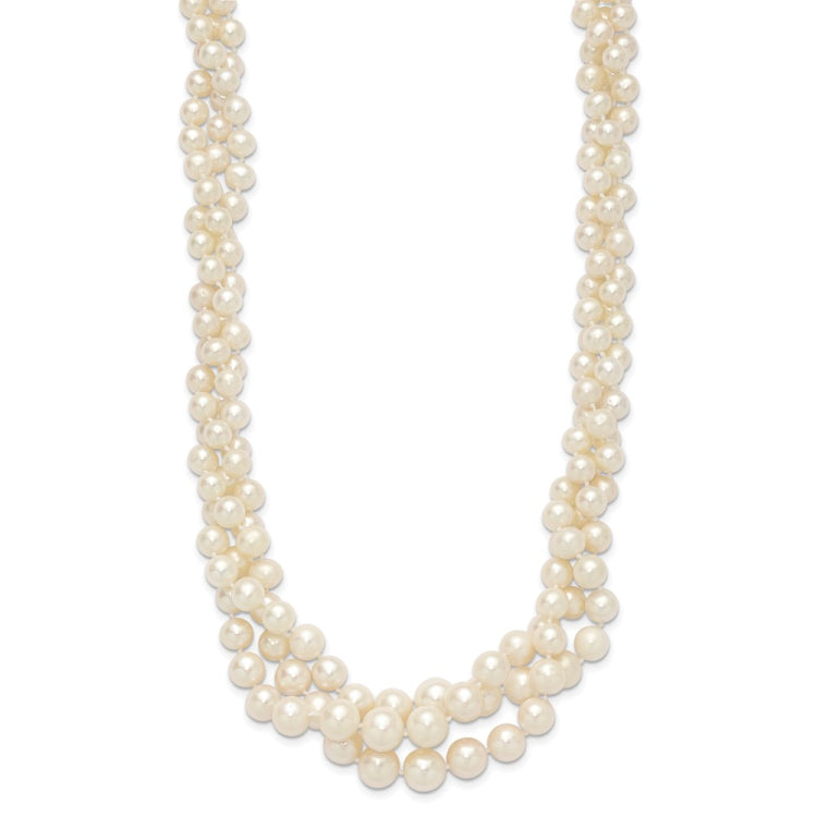 14k 5-9mm White Semi-Round Freshwater Cultured Pearl Multi-strand 19 inch Necklace