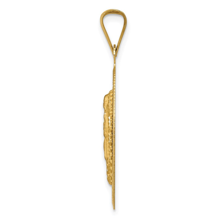 14K Polished Diamond-cut Solid Our Lady Of Guadalupe Oval Pendant