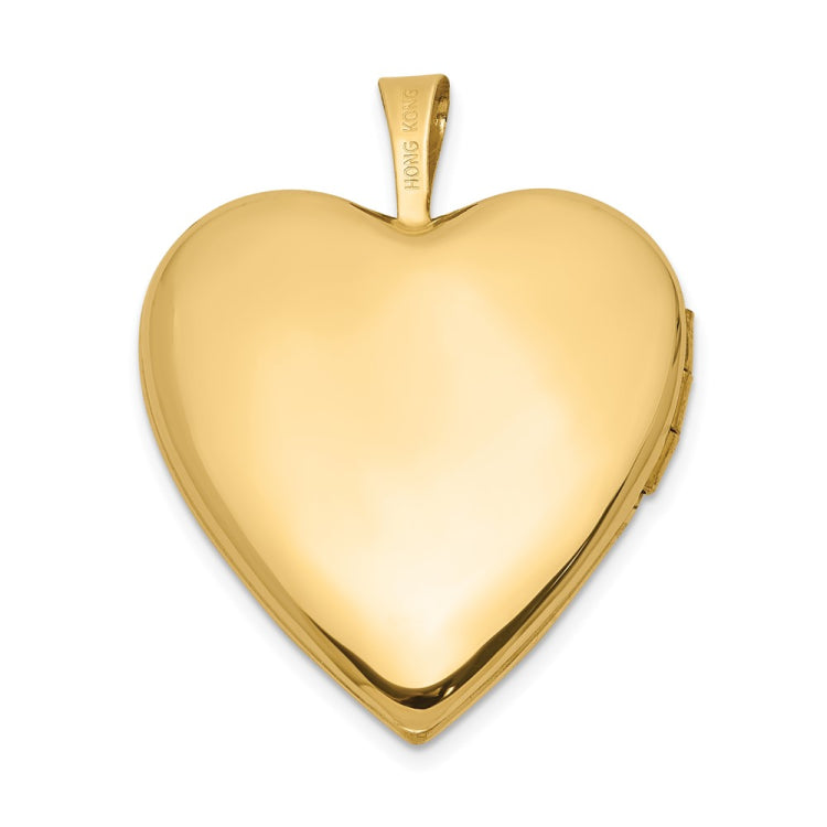14K Polished Diamond FOREVER IN MY HEART Script 20mm Heart Locket