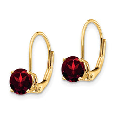 14k 6mm Round Garnet Leverback Earrings