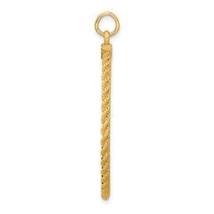 14k Plain .013 Gauge Round Engravable 36.6x34.9mm Disc with Rope Edge Charm