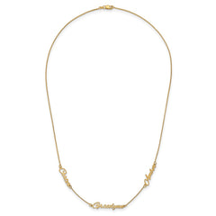 14k Yellow Gold Brushed 3 Name Necklace