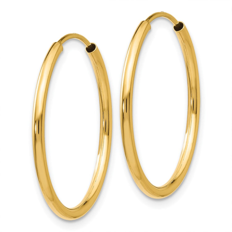 14k 1.5x23mm Polished Round Endless Tube Hoop Earrings