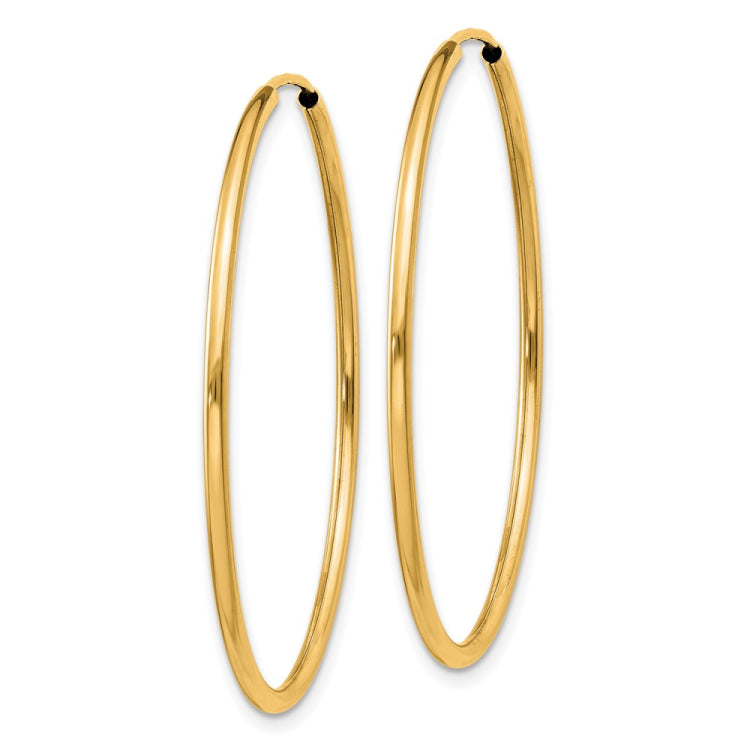 14k 1.5x38mm Polished Round Endless Tube Hoop Earrings