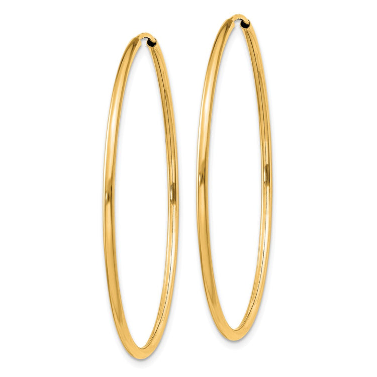 14k 1.5x40mm Polished Round Endless Tube Hoop Earrings