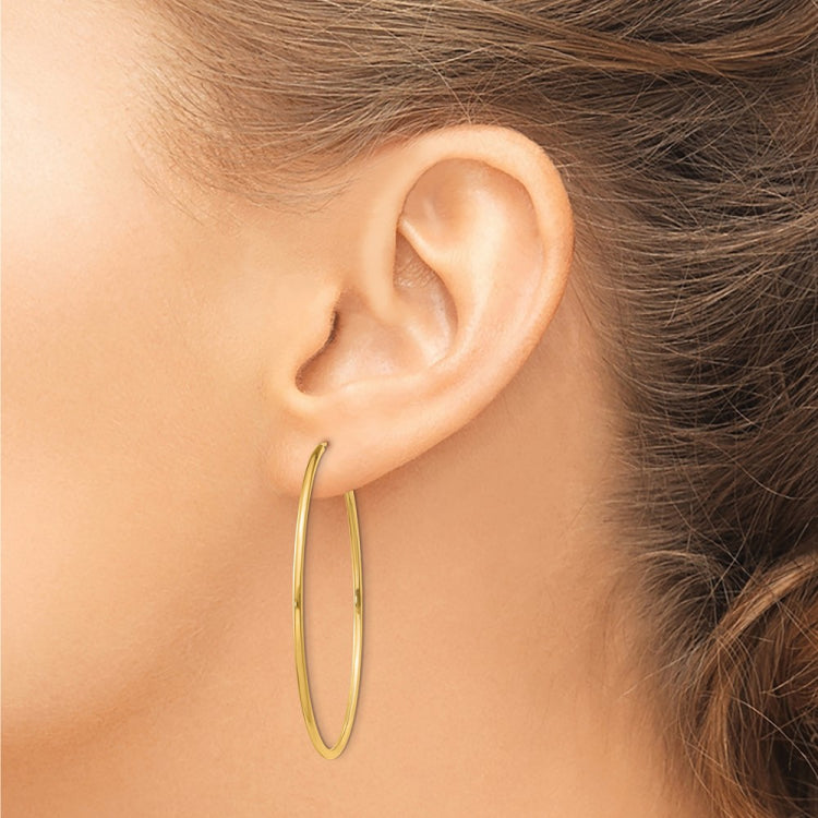 14k 1.5x45mm Polished Round Endless Tube Hoop Earrings