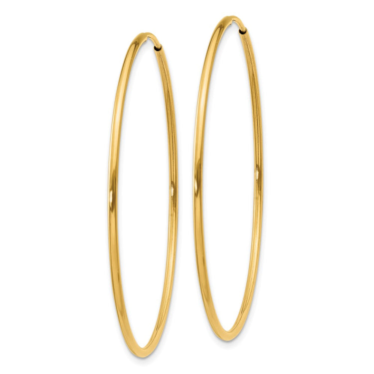 14k 1.2x40mm Polished Endless Tube Hoop Earrings
