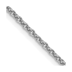 14K White Gold 18 inch 1.6mm Round Open Link Cable with Lobster Clasp Chain