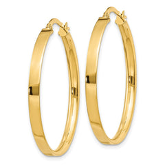 14K 3x33mm Tube Hoop Earrings