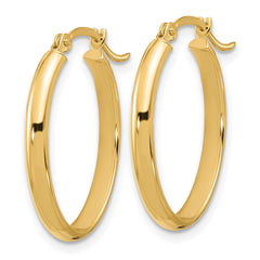 14K 3x23mm Oval Tube Hoop Earrings