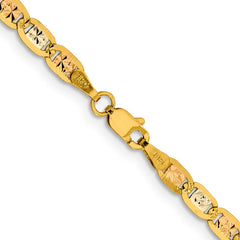 14K 24 inch 3.8mm Tri-color Pav� Valentino with Lobster Clasp Chain
