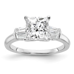 14k White Gold 2 carat Certified Lab Grown Diamond VS+ F+ Princess Complete Three Stone Engagement Ring