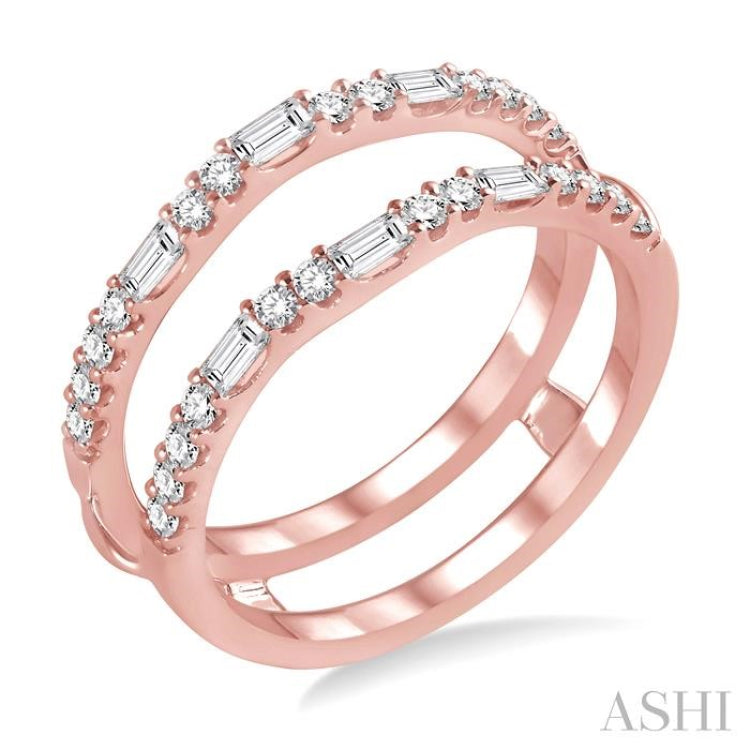 1/2 Ctw Baguette and Round Cut Diamond Insert Ring in 14K Rose Gold